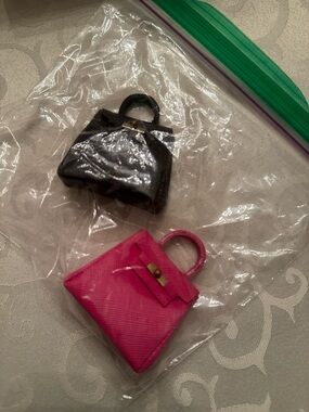 Mini Structured Tote Set - Hot Pink & Black doll size birkin bags for Barbie